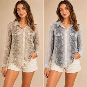 Old Navy Sheer Python Print Tops Women's XS Lot Of 2 90's Grunge Mob Wife Baddie